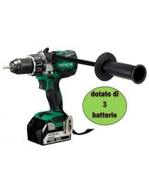 Potentissimo trapano avvitatore a percussione reversibile da 18V dotato di tre batterie al Litio super-performanti da 5.0Ah. Sup