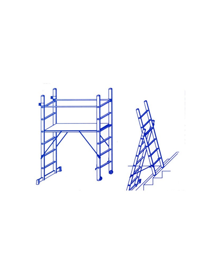 La scala che diventa ponteggio. Un'unica soluzione che permette di essere utilizzata come scala doppia o allungata oppure come p